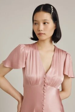 Grace Satin Midi Dress Rose