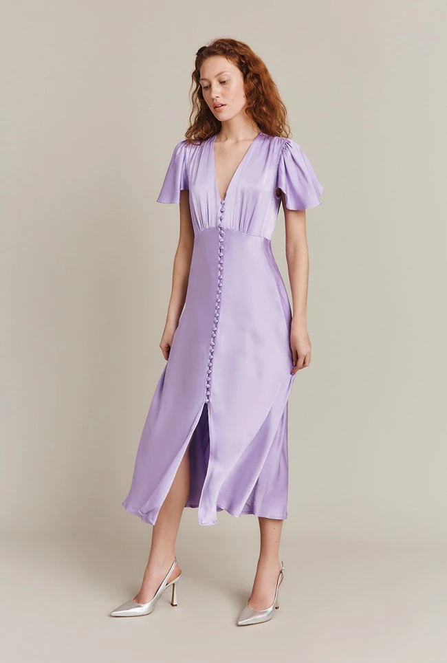 Grace Satin Midi Dress Lilac 4 Grace Satin Midi Dress Lilac - Image 2