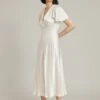Grace Satin Midi Dress Ivory -Chic Aura Clothing D04G010 M12 24151 650px 964px