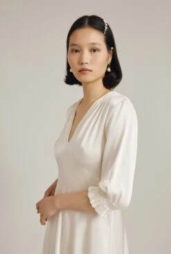 Elle Satin Midi Dress Ivory