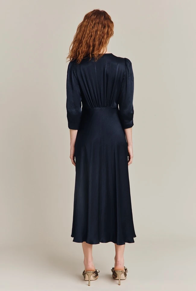Madison Satin Midi Dress Navy 6 Madison Satin Midi Dress Navy - Image 4