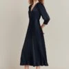 Madison Satin Midi Dress Navy -Chic Aura Clothing D05G001 K10 27133 650px 964px