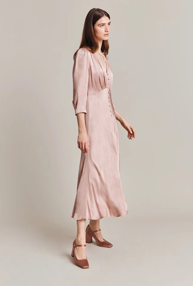 Madison Satin Midi Dress Fawn 5 Madison Satin Midi Dress Fawn - Image 3