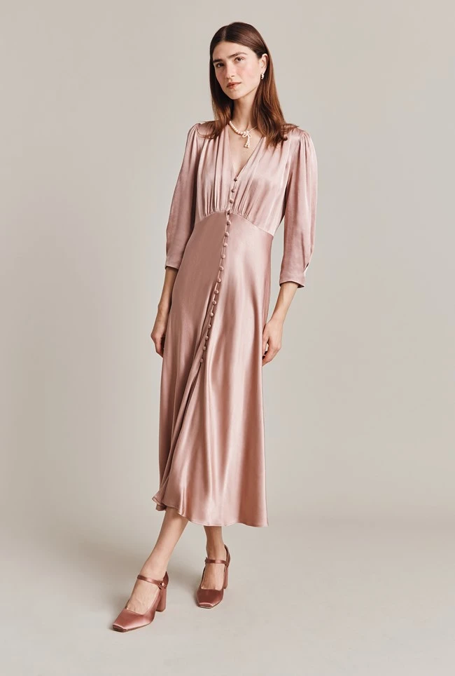 Madison Satin Midi Dress Fawn 3 Madison Satin Midi Dress Fawn