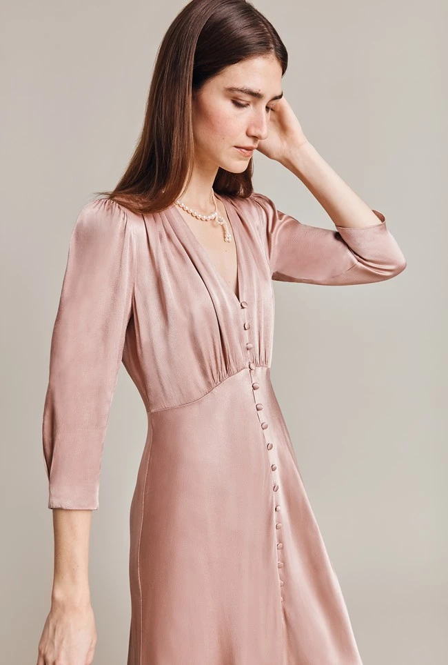 Madison Satin Midi Dress Fawn 4 Madison Satin Midi Dress Fawn - Image 2