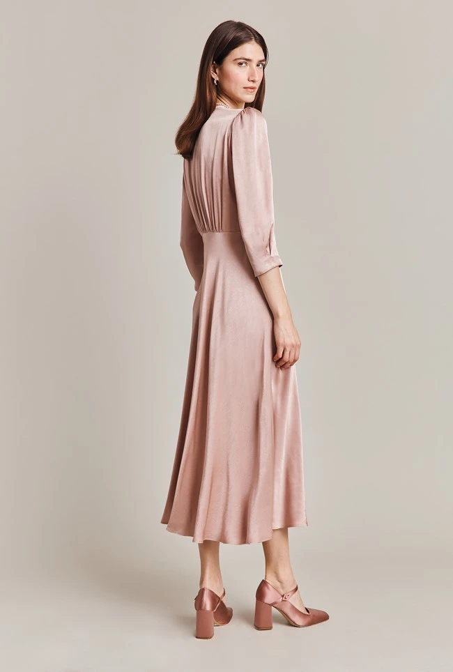 Madison Satin Midi Dress Fawn 6 Madison Satin Midi Dress Fawn - Image 4