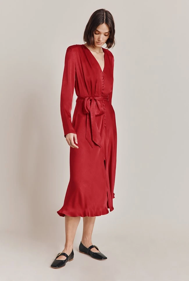Meryl Satin Midi Dress Rosey Red 3 Meryl Satin Midi Dress Rosey Red