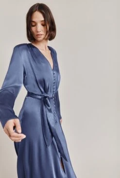 Meryl Satin Midi Dress Dark Blue -Chic Aura Clothing D05G002A K06 28765 650px 964px