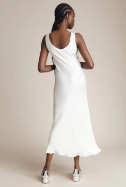 Palm Satin Slip Midi Dress Ivory -Chic Aura Clothing D05G003 M12 27497 650px 964px