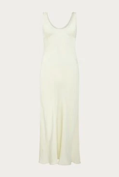 Palm Satin Slip Midi Dress Ivory -Chic Aura Clothing D05G003 M12 27501 650px 964px