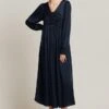 Violet Satin Midi Dress Navy 1 Violet Satin Midi Dress Navy -Chic Aura Clothing D05G026 K10 26253 650px 964px