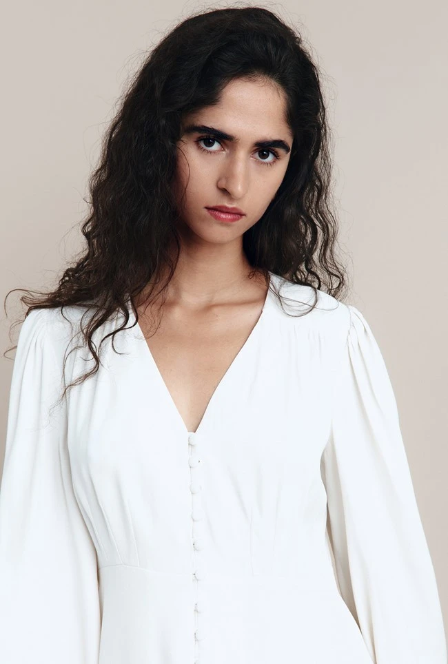 Shyla Crepe Knee-Length Dress Ivory 4 Shyla Crepe Knee-Length Dress Ivory - Image 2