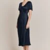 Morella Satin Midi Dress Navy -Chic Aura Clothing D06G020 K10 27234 650px 964px