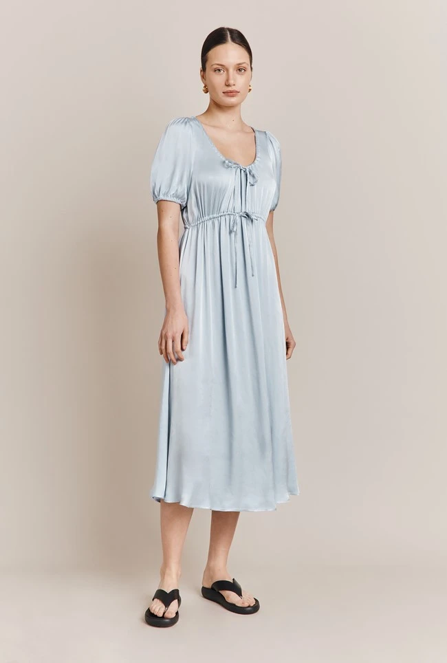 Morella Satin Midi Dress Chambray Blue 3 Morella Satin Midi Dress Chambray Blue
