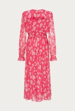 Su Georgette Midi Dress Pink Daisy -Chic Aura Clothing D06G032 Z33 27309 650px 964px