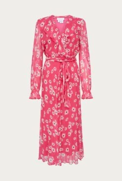 Su Georgette Midi Dress Pink Daisy -Chic Aura Clothing D06G032 Z33 27310 650px 964px