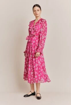 Su Georgette Midi Dress Pink Daisy -Chic Aura Clothing D06G032 Z33 27311 650px 964px