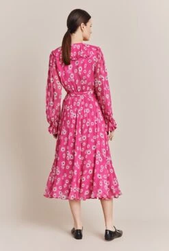Su Georgette Midi Dress Pink Daisy -Chic Aura Clothing D06G032 Z33 27313 650px 964px