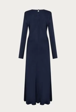 Mari Satin Midi Dress Navy 19 Mari Satin Midi Dress Navy -Chic Aura Clothing D06G041 K10 26840 650px 964px