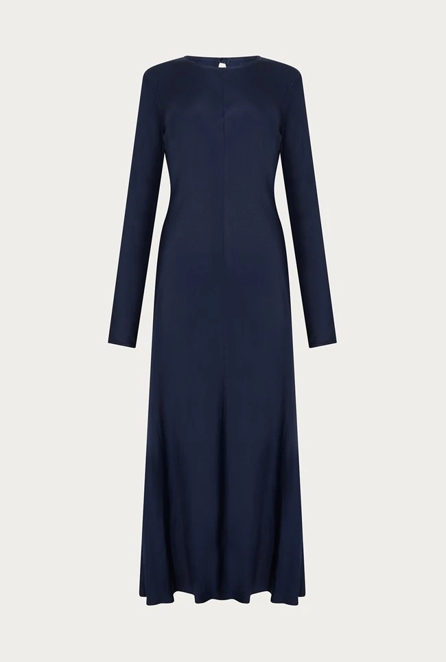 Mari Satin Midi Dress Navy 10 Mari Satin Midi Dress Navy - Image 8