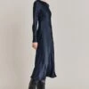 Mari Satin Midi Dress Navy -Chic Aura Clothing D06G041 K10 28457 650px 964px