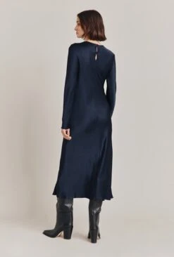Mari Satin Midi Dress Navy 15 Mari Satin Midi Dress Navy -Chic Aura Clothing D06G041 K10 28460 650px 964px