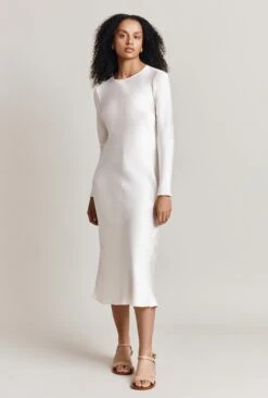 Mari Satin Midi Dress Ivory 17 Mari Satin Midi Dress Ivory -Chic Aura Clothing D06G041 M12 27996 650px 964px