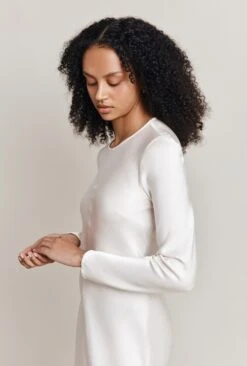 Mari Satin Midi Dress Ivory 18 Mari Satin Midi Dress Ivory -Chic Aura Clothing D06G041 M12 27997 650px 964px