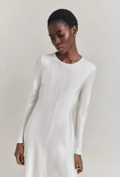 Mari Satin Midi Dress Ivory 12 Mari Satin Midi Dress Ivory -Chic Aura Clothing D06G041 M12 29911 650px 964px