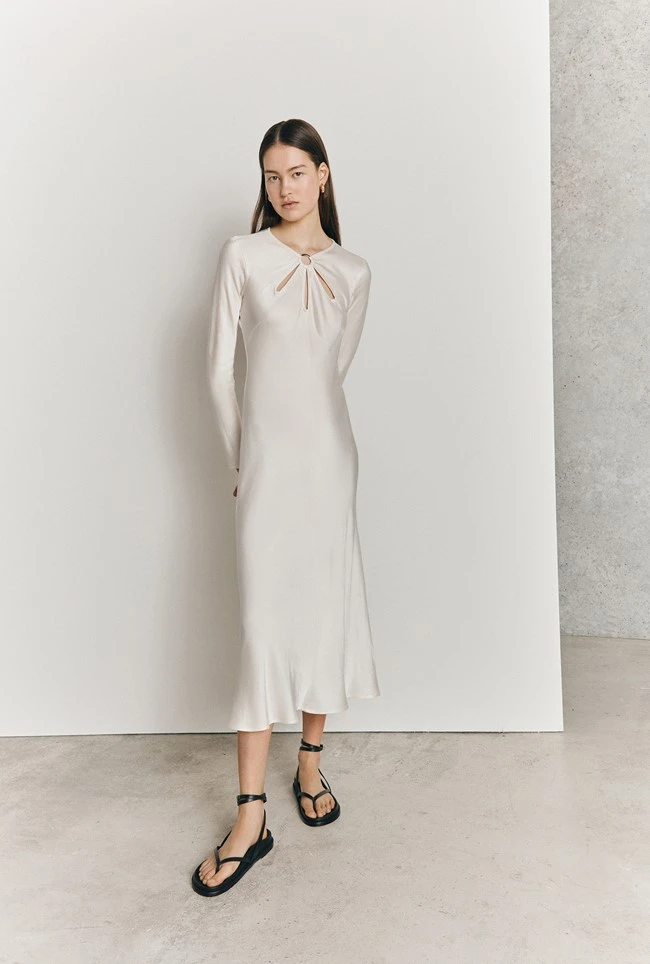 Freya Satin Midi Dress Ivory 3 Freya Satin Midi Dress Ivory