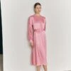 Delia Midi Satin Dress Pink -Chic Aura Clothing D06G049 H44 26958 650px 964px