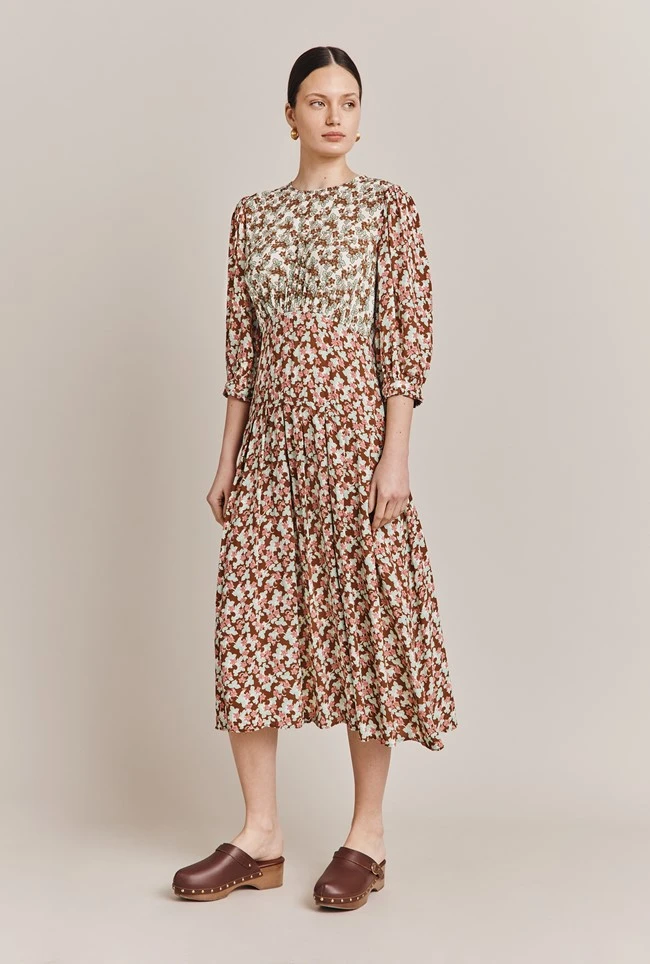 Iris Midi Dress Maroon Floral 5 Iris Midi Dress Maroon Floral - Image 3