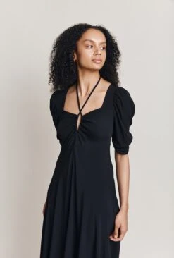 Penelope Crepe Midi Dress Black