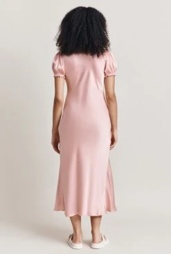 Clemence Satin Midi Dress Pink -Chic Aura Clothing D06G084 H44 28036 650px 964px