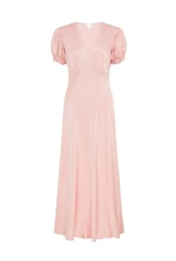 Clemence Satin Midi Dress Pink -Chic Aura Clothing D06G084 H44 28037 650px 964px