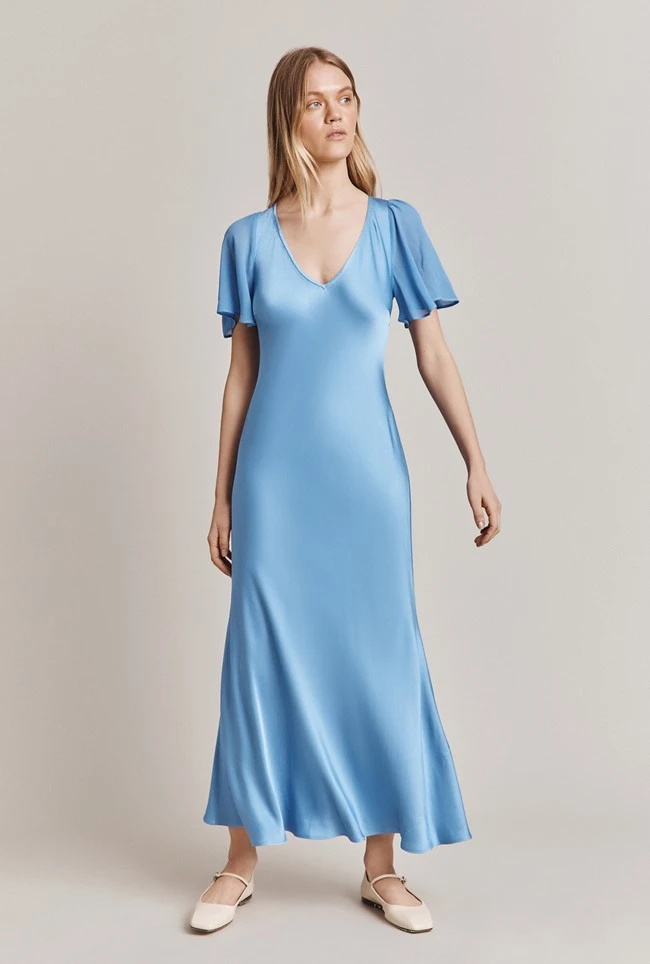 Jennifer Satin Midi Dress Cornflower Blue 3 Jennifer Satin Midi Dress Cornflower Blue