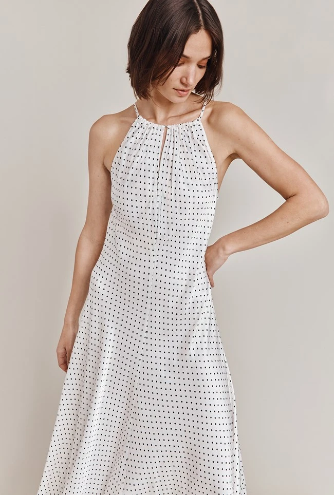 Alena Satin Midi Dress White Spot 4 Alena Satin Midi Dress White Spot - Image 2