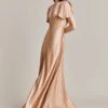 Delphine Satin Maxi Dress Dark Nude -Chic Aura Clothing D07G022 N06 28666 650px 964px