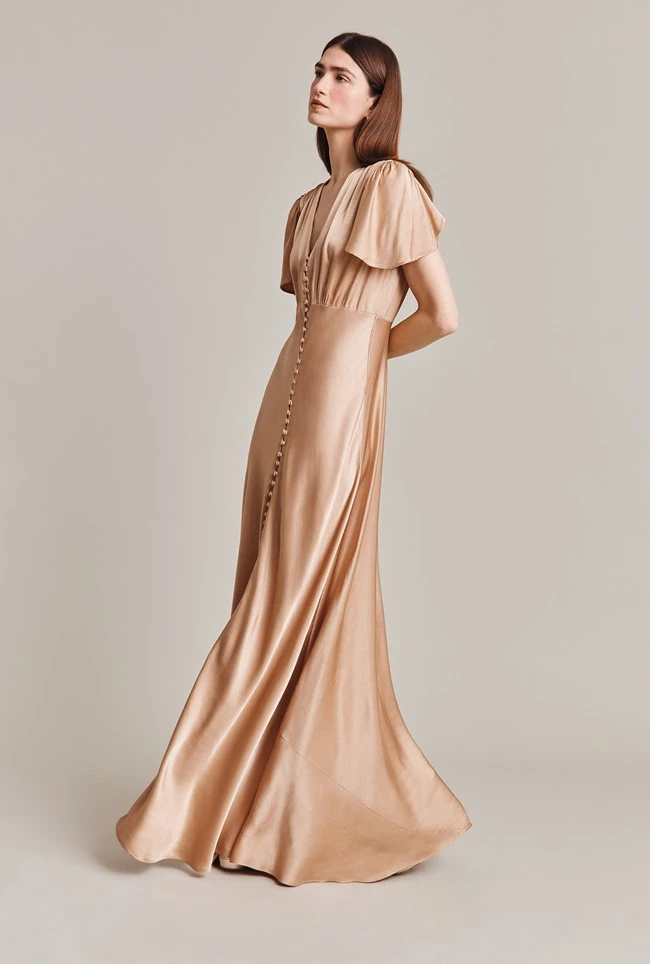 Delphine Satin Maxi Dress Dark Nude 3 Delphine Satin Maxi Dress Dark Nude