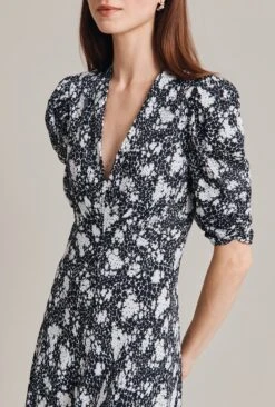 Madi Crepe Midi Dress Black Floral -Chic Aura Clothing D07G024 Z73 28939 650px 964px