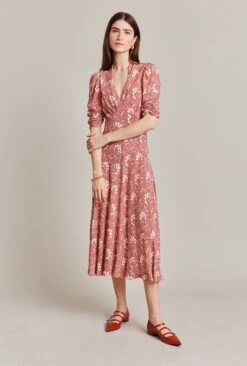 Madi Crepe Midi Dress Red Floral 10 Madi Crepe Midi Dress Red Floral -Chic Aura Clothing D07G024 Z86 28780 650px 964px