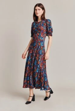 Lainey Crepe Midi Dress Blue Ikat -Chic Aura Clothing D07G027 Z88 28789 650px 964px