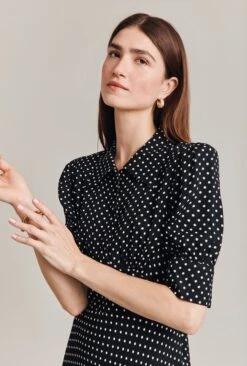 Wilma Crepe Midi Dress Black Spot