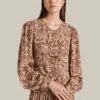 Ava Crepe Midi Dress Khaki Paisley -Chic Aura Clothing D07G042 Z02 29593 650px 964px