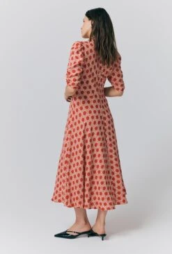 Madi Crepe Polka Dot Floral Midi Dress -Chic Aura Clothing D10G009 Z68 33034 650px 964px
