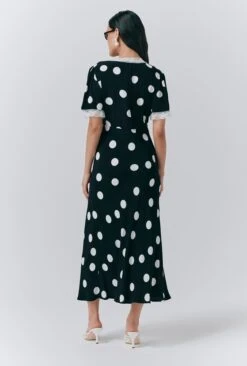 Belle Crepe Polka Dot Midi Tea Dress 11 Belle Crepe Polka Dot Midi Tea Dress -Chic Aura Clothing D10G057 Z14 33740 650px 964px