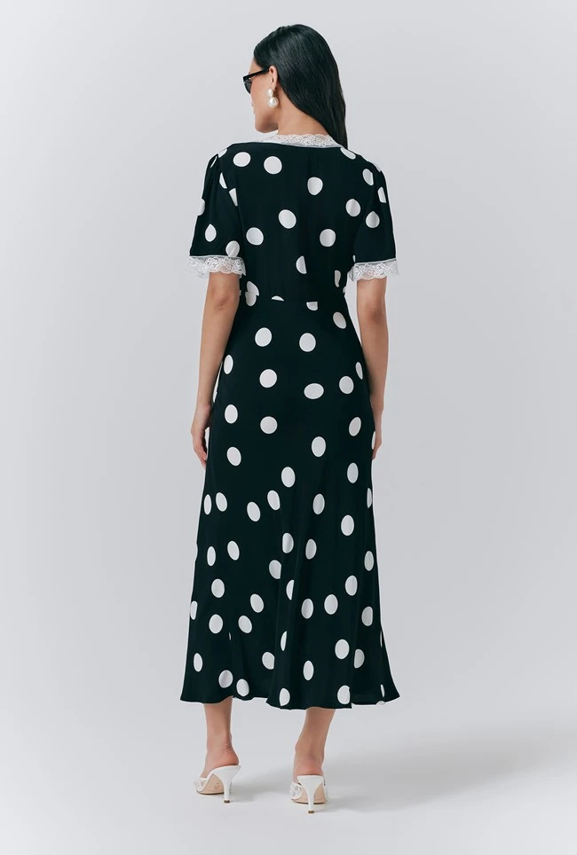 Belle Crepe Polka Dot Midi Tea Dress 7 Belle Crepe Polka Dot Midi Tea Dress - Image 5