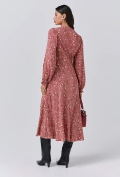 Stella Floral Crepe Tie Front Midi Dress -Chic Aura Clothing D11G043 ZA5 33948 650px 964px