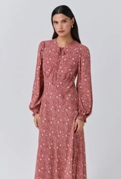 Stella Floral Crepe Tie Front Midi Dress -Chic Aura Clothing D11G043 ZA5 33949 650px 964px