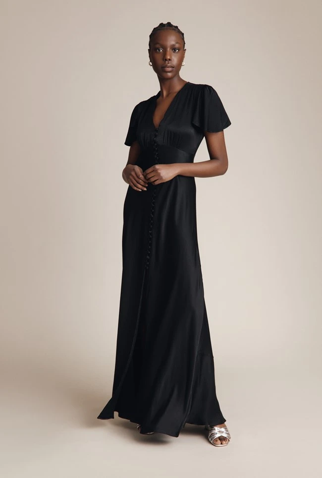 Delphine Satin Maxi Dress Black 6 Delphine Satin Maxi Dress Black - Image 4